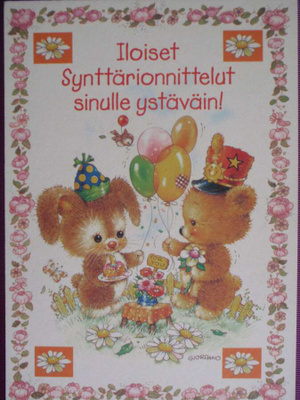 Giordano pupu ja nalle onnittelevat