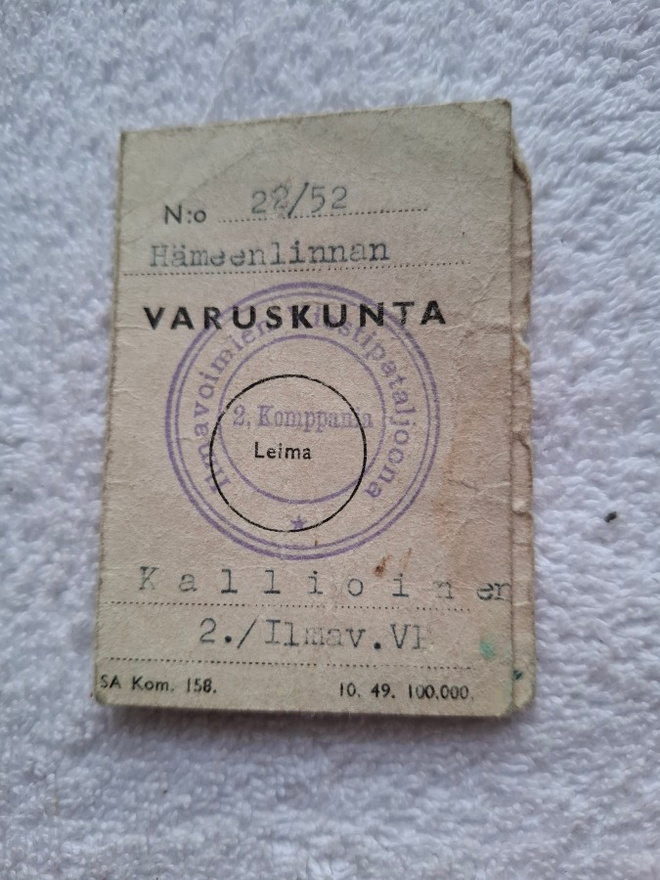 Varuskuntakortti 1952