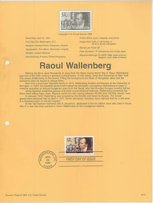 USA 1997 Raul Wallenberg ensipäivälehti