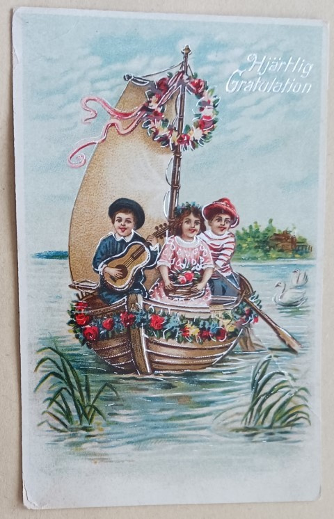 Lapset tulevat onnittelemaan purjeveneellä, p. 1919