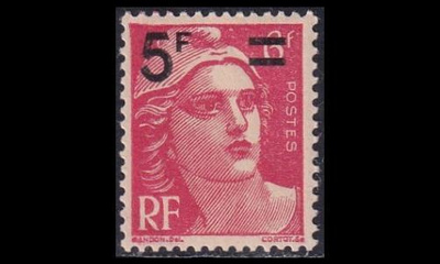 Ranska 833 ** Marianne päällepainama 5 Fr / 6Fr (1949)