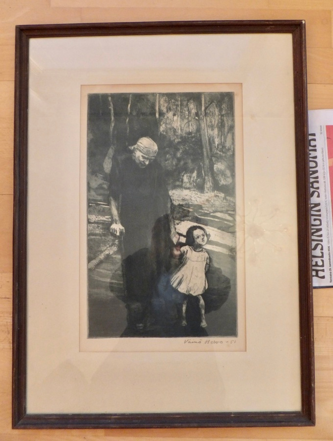 VANHA Etsaus sign Väinö Hervo 1951