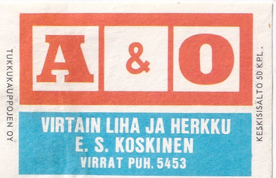 Virrat. Virtain liha ja herkku. E. S. Koskinen A & O    b420
