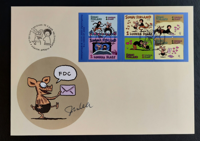 2003 FDC Viivi ja Wagner - taiteilija Juban nimmari
