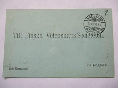 1896 Maarianhamina venäläisleima ukkoskortilla