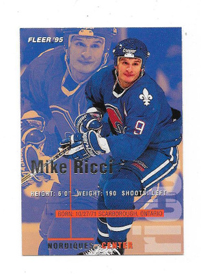 1994-95 Fleer #182 Mike Ricci Quebec Nordiques