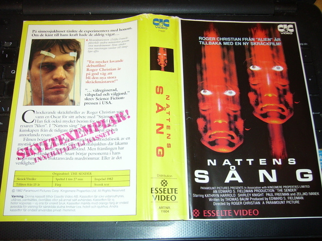 Vhs kansipaperi ruotsi : Nattens Sång ( THE SENDER )