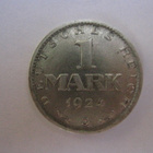 Saksa Weimar 1 mark 1924 D hopeaa - pikkukuva 1
