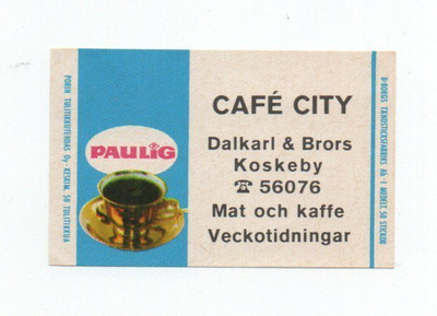 Porin Tulitikkutehdas CAFE CITY Etiketti