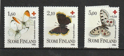 1986 PunaisenRistin-perhossarja leimaamattomina**