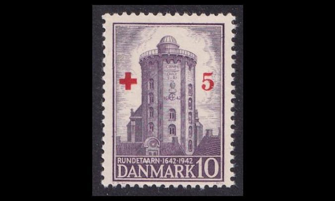 Tanska 281 ** Pyöreä torni 10+5 öre (1943)