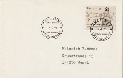 1979 1,30mk Eurooppa-merkin FDC-kirje Saksaan