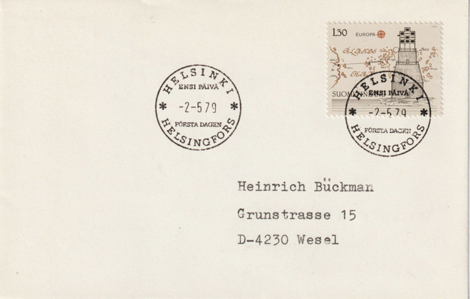 1979 1,30mk Eurooppa-merkin FDC-kirje Saksaan
