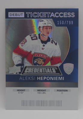 2021-22 Credentials Debut ticket Aleksi Heponiemi /799