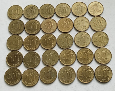 20 penniä vuodet 1963-1990, circ, 30 kpl