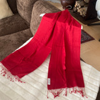 Tummanpunainen pashmina huivi - pikkukuva 2