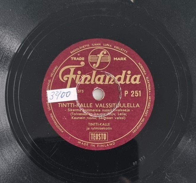 Savikiekko 1956 - Tintti-Kalle - Finlandia P 251