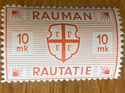 RAUTATIEMERKKI RAUMAN RAUTATIE 10MK 1945**