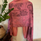 Vaaleanpunainen kuviollinen pashmina hartiahuivi - pikkukuva 3