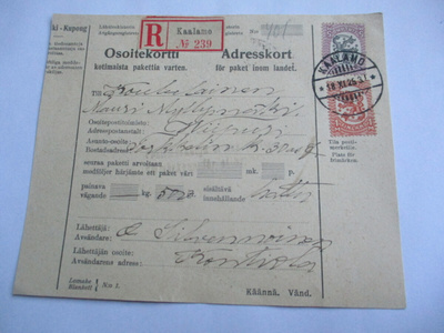 1925 Kaalamo R osoitekortti