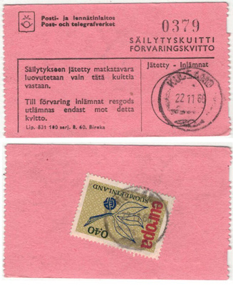 1965 Eurooppa postiautoaseman säilytyskuitilla