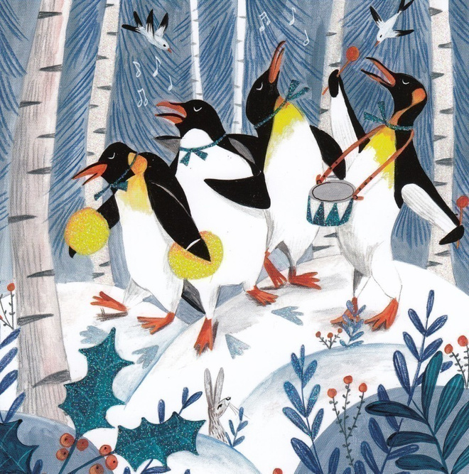 Caroline Bonne-Müller: Pingviiniorkesteri (neliökortti)