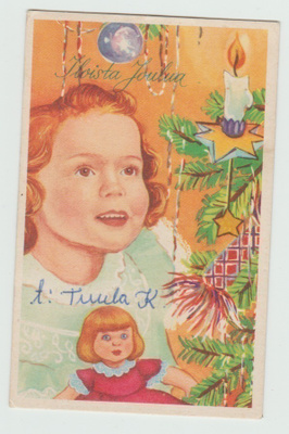 Tyttö ihailee joulukuusta (7x11) (T)