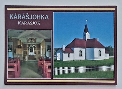 "KARASJOK Vanha kirkko"-KULKEMATON POSTIKORTTI