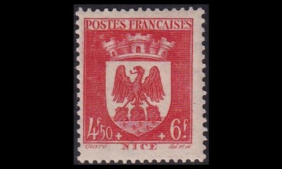 Ranska 574 ** Vaakuna 4.50Fr+6Fr (1942)
