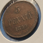 5 PENNIÄ 1899, melko hyvänä säilynyt keräilykappale! - pikkukuva 4