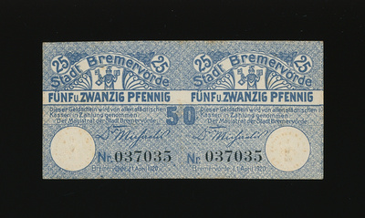 Saksa Notgeld 50 Pfennig, Bremervörde 1920