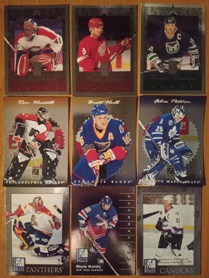 95-96, 96-97 ja 97-98 Donruss Elite kortteja alk. 0,4€ kpl