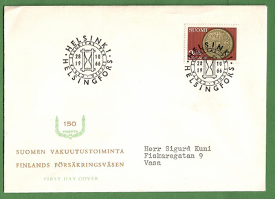 FDC Suomen vakuutustoiminta 150v.28.10.1966 (103)