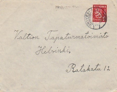 1938, Kirje Orivesi, rivileima  Hoivamäki