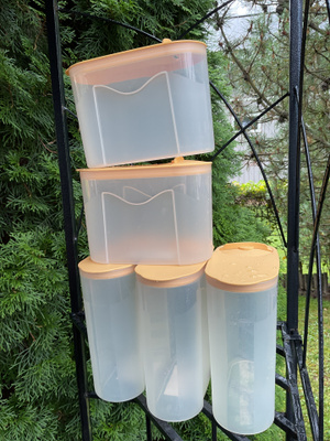 Orthex 5 kpl säilytyspurkkeja, 3 x 1,5 l ja 2 x 1 l, tiiviit