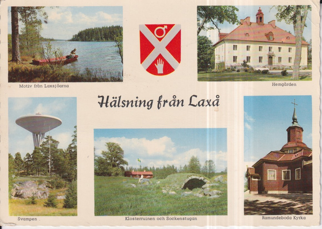Laxå, monikuvakortti. vaakuna  ,  e107