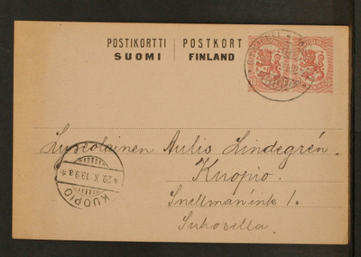 # 23567 # Ehiö 10+10p Mikkeli > Kuopio - 1919