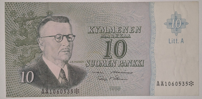 10 Markkaa 1963 Litt. A AÅ1060535 Tähti
