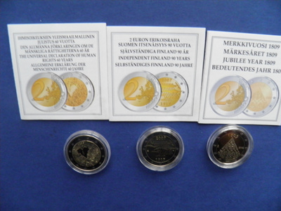 Suomi 3 kpl 2:n euron rahat proof laatuiset.