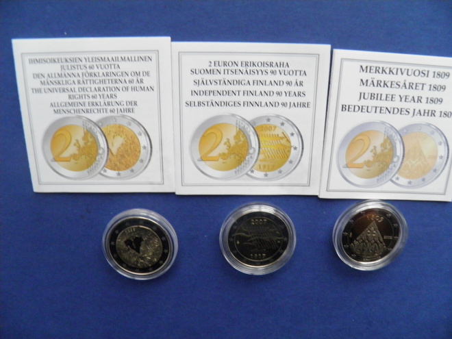 Suomi 3 kpl 2:n euron rahat proof laatuiset.