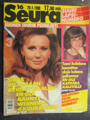 SEURA LEHTI 16/ 1990 36 V. TAKAA SIS.LUETTELO KUVAT 2 ja 3