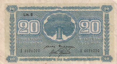 Suomi 20 mk 1945 Litt B - I 4678070