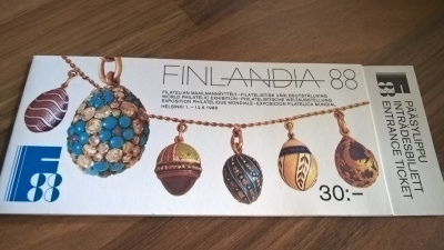 Postimerkkivihko - Finlandia 88 / Faberge 1988