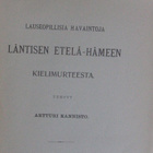 Artturi Kannisto: ...läntisen Etelä-Hämeen kielimurteesta. - pikkukuva 3