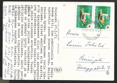 Postilähetys - Pun.risti 1972 (LAPE 2x706) Helsinki 28.5.73