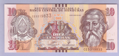 Honduras 10 Lempiras v.2019 UNC P-99d
