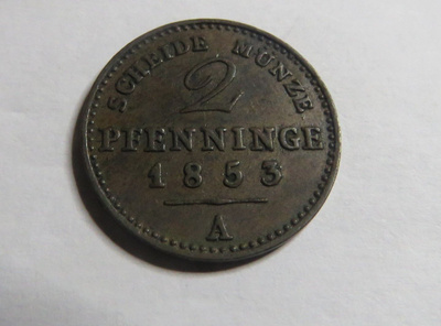 Preussi 2 pfennig 1853 A