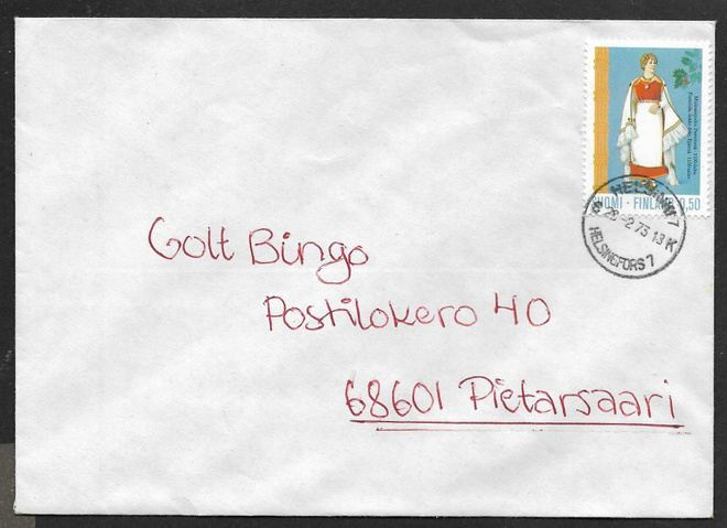 Postilähetys - Kansanpuku 1972 (LAPE 709) Helsinki 7 28.2.73