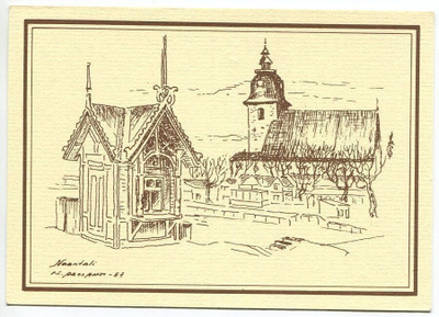 Naantali Venesatama & kirkko, piirroskortti 1987
