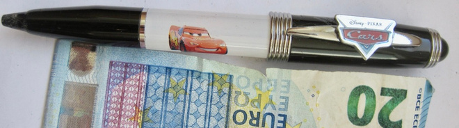 VANHA Kynä Disney Pixar Cars Autot PAKSU NÄYTTÄVÄ